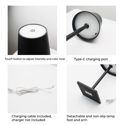 Lámpara De Mesa LED Inalámbrica WOWDSGN - Recargable, Tactil, 4000 MAh, Luz Ajustable (Blanca + RGB) IP44 Para Interiores Y Exteriores