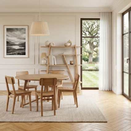 Runder Esstisch aus massivem Eichenholz beige Rachel