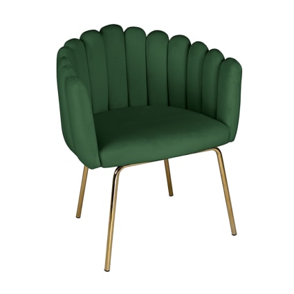 Poltrona conchiglia in velluto verde scuro Perla Maisons du Monde