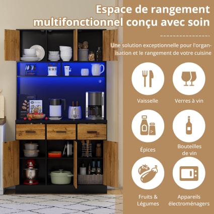 Armoire Vitrée Avec Éclairage LED - 140x40x80 Cm - 4 Étagères Verre Réglables, 2 Portes - Pour Salon, Entrée, Bureau (Blanc Brillant) - 3