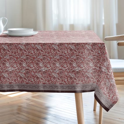 Nappe antitache 100% coton 155x100 Sherpa terracota | Maisons du Monde