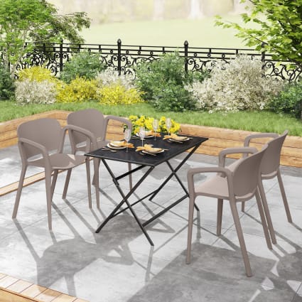 Set sedie da giardino impilabili e moderne in plastica grigio