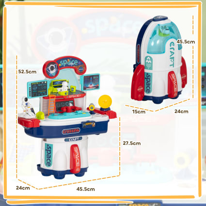 Banco da lavoro giocattolo da 21 pezzi a tema spaziale