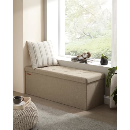 Relaxdays Cassapanca Pieghevole In Finta Pelle – 114x38x38 Cm, 140L, Marrone