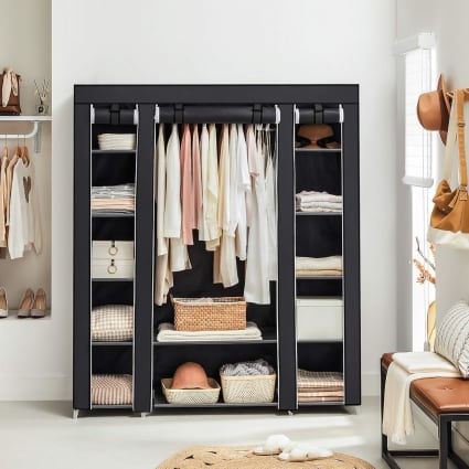 Armadio Portatile FUTASSI Con Ruote E Ripiani Regolabili - 76x35x190 Cm - Struttura In Acciaio Carbonio, Nero