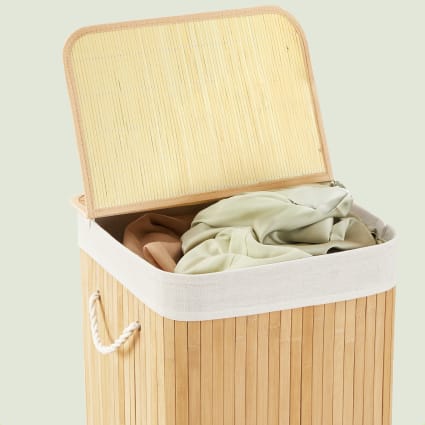 Cesto portabiancheria 95 litri in bambù naturale Rox Maisons du