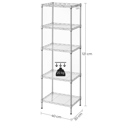 Scaffale da giardino in metallo argento autoportante 5 ripiani Xitta