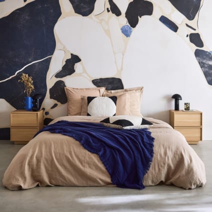 2er-Set Nachttische mit Holzlook und 2 Schubladen naturfarben Kuba