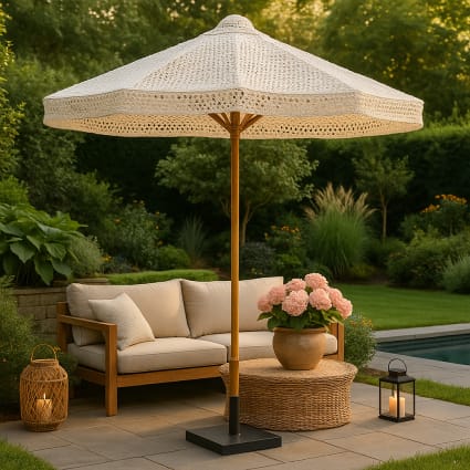 Ombrellone Da Giardino Paolo Siena Garden - Ø 270 Cm, Struttura In Alluminio Grigio Tortora