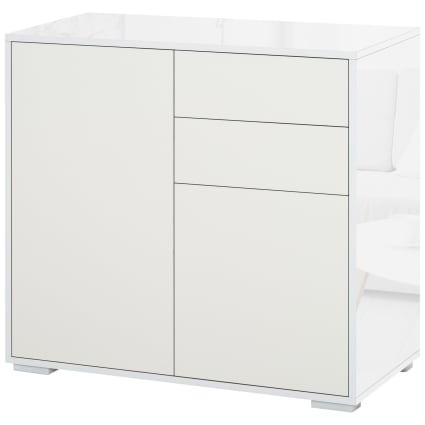 Buffet HOMCOM Blanc 120x40x90 Cm - 2 Portes + étagères Réglables - Meuble Rangement Salon/cuisine - 8