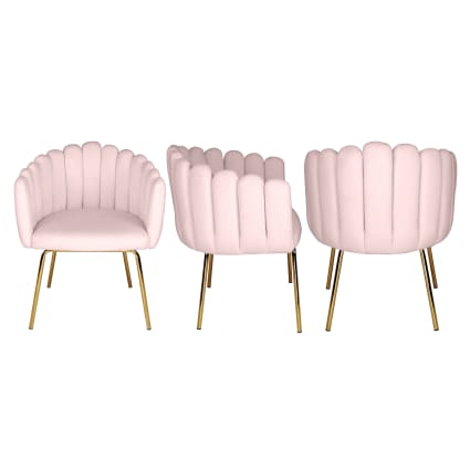 Poltrona conchiglia in velluto rosa Perla Maisons du Monde