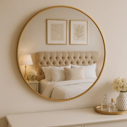 Spiegel, Metallrahmen, Rund, Ø 80 cm, gold Noor