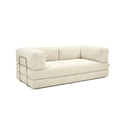 Canapé compressé 3 places modulable en velours côtelé crème Trendy | Maisons du Monde