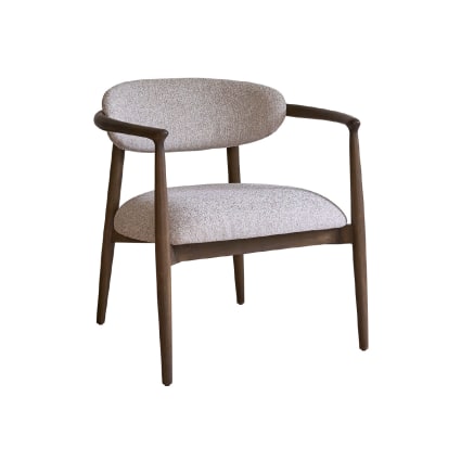 Fauteuil bois massif et tissu texturé beige chiné Côme | Maisons du Monde