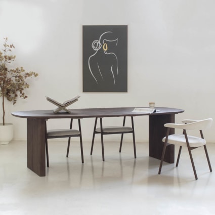 Esstisch oval aus Holz 210 cm, dunkelbraun Aya