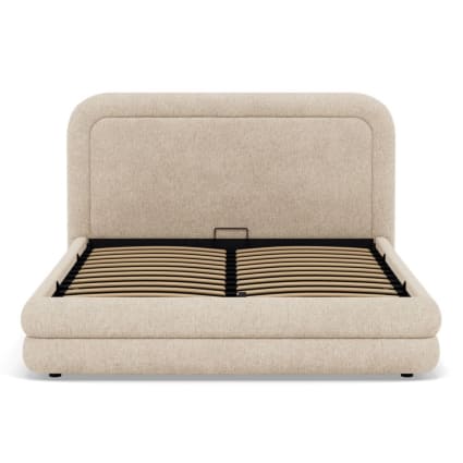 Lit coffre en Velours texturé 160x200 cm beige Babel | Maisons du Monde