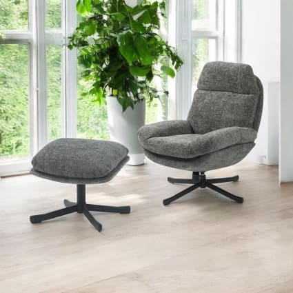 Sessel mit Fußstütze aus grauem Stoff Chill