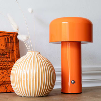 Lampe en verre Orange mandarine - socle massif - décoration style