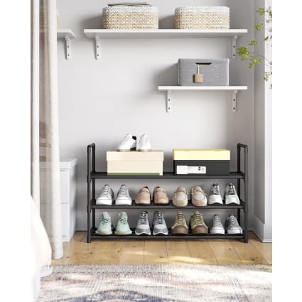 Scarpiera a 3 ripiani in metallo 30 x 92 x 54 cm nero