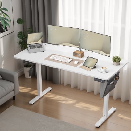 Bush Furniture Energize Scrivania Elettrica Regolabile In Altezza 140x61 Cm - Tavolo Sit-Stand Con Motore E 4 Preset, Bianco, Capacità 120 Kg, Per Ufficio E Casa - 5