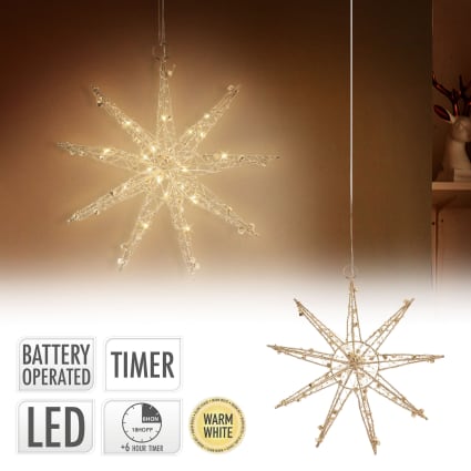 Luci Natalizie A Stella Per Finestre MUSUNIA - 2 Pezzi, LED A Batteria Con Timer, Impermeabili IP44, Per Decorazioni Interno Ed Esterno