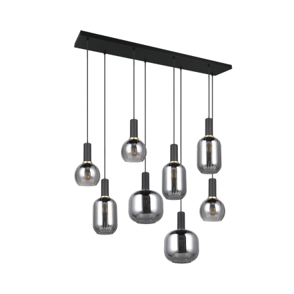 Lampada a sospensione industriale oro antico allungata 3 luci - Bobby