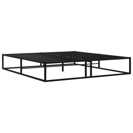 Letto Matrimoniale In Metallo VECELO 140x190 Cm - Struttura Con Testiera, Contenitore Sottostante, Senza Rete, Silenzioso, Nero