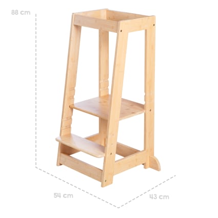 Tour D'apprentissage Enfant Dès 1 An - En Bambou Blanc - Stable Et Sécurisée Avec Protection Anti-basculement