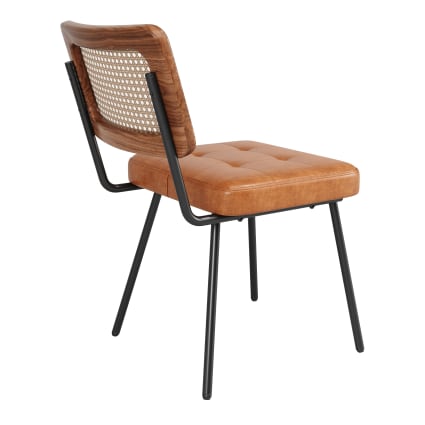 Set Di 2 Poltroncine Gagnef In Similpelle Marrone E Rattan, Gambe In Metallo Nero, Seduta Imbottita - 6