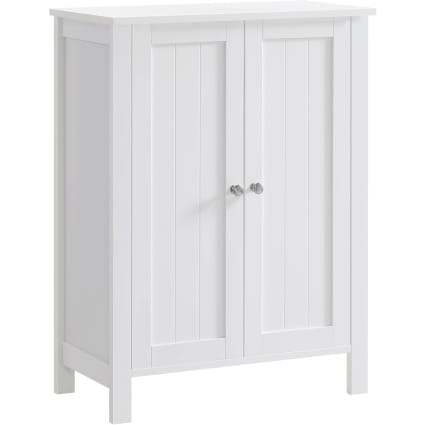 Armadietto Da Bagno Autoportante HOMCOM 95x60x30 Cm - Mobile Con Anta E Ripiani Regolabili, Design Moderno Bianco, Cinghie Antiribaltamento Incluse