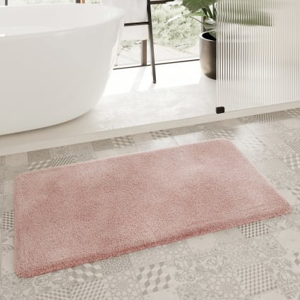 Tappeto da bagno in poliestere rosa cipria 60x100 Porto azzurro | Maisons du Monde
