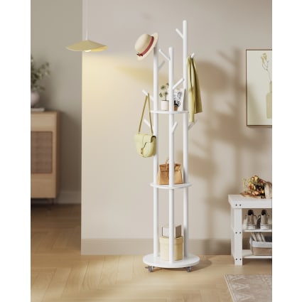 Portemanteaux Pour Entrée Porte-Manteau 3 En 1, Avec 8 Crochets Amovibles, Portant à Vêtements Valet De Chambre Bois