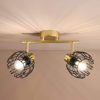 LIGINOK Lot de 2 Spot Mural Orientable Applique Murale LED avec 3 Températures de Couleur Pivotant Plafonnier LED Spots de Plafond en Métal d'intérieur Lampe Murale Dorée Moderne pour Chambre Salon