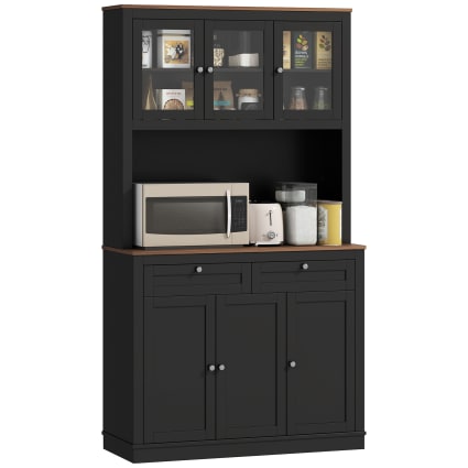 Buffet haut cuisine 6 portes 2 tiroirs MDF panneau de particules noir Homcom | Maisons du Monde