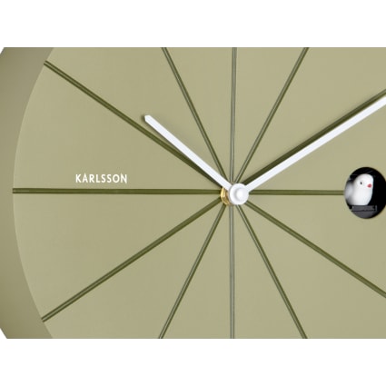 Horloge Murale Coucou Moderne Karlsson - Design Boîte à Oiseaux, Pendule Mobile, Chant à L'heure - Vert Vif - 40x23x9 Cm