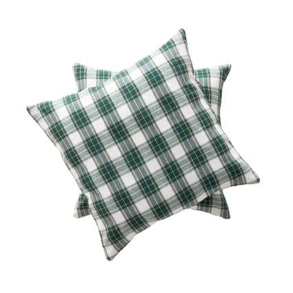 Lot de 2 housses de coussin de Noël en coton vert sapin 45x45 cm