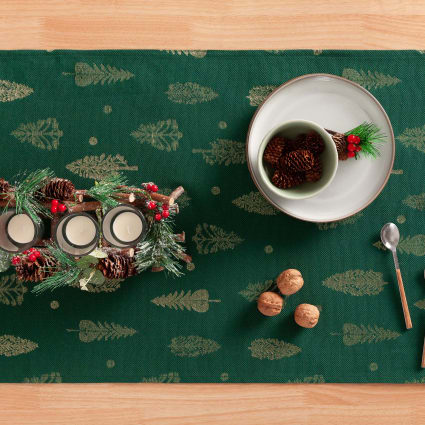 Chemin De Table Noël 180 X 35,5 Cm – Tissu Coton-lin, Motif Festif, Lavable, Décoration De Table Pour Fêtes