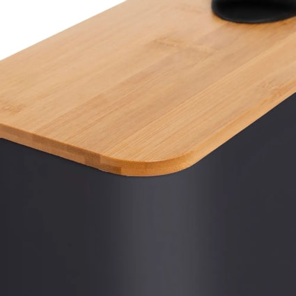 Poubelle De Salle De Bain En Métal Avec Couvercle En Bambou Et Pédale