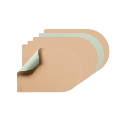Set de table rectangovale réversible - 6 pièces - rose et vert pâle
