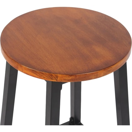 Lot De 2 Tabourets De Bar Sans Dossier - 65x32cm, Bois Et Métal Blanc, Pour îlot Cuisine Ou Bar - 10