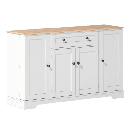Küchen-Sideboard in Holzoptik mit 1 Schublade und 4 Türen,Weiß