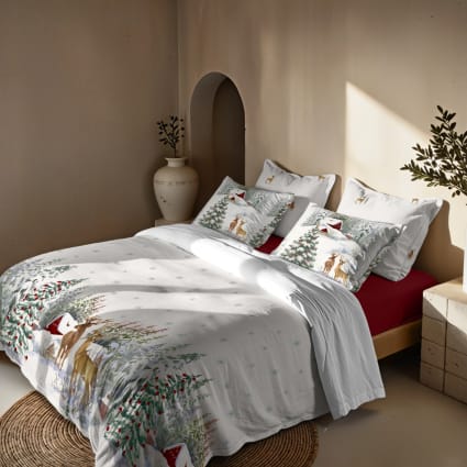 COTTON ARTean Copripiumino Reversibile Foresta Grigio – 135 Cm, 50% Cotone 50% Poliestere, 220x260 Cm + Federa