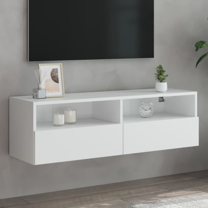 Mobile Porta TV Bianco Lucido 149x30x52 cm in Legno Multistrato