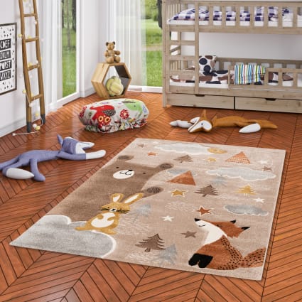 Pergamon - Kinder Teppich Maui Kids Fuchs und Bär - Grau Pergamon - Kinder Teppich Maui Kids Fuchs und Bär - Grau