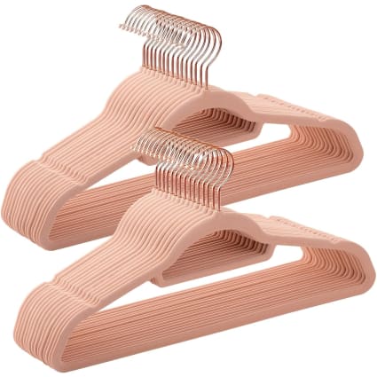 Grucce Made In Italy 42cm 15 Grucce Velluto Rosa Con Gancio Oro Appendiabiti Antiscivolo 574878 - Foto 6