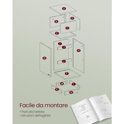 Comodino Stretto Salvaspazio 22x62cm Con Cassetto - Tavolino Moderno Senza Gambe, Portata 45kg, Orientabile