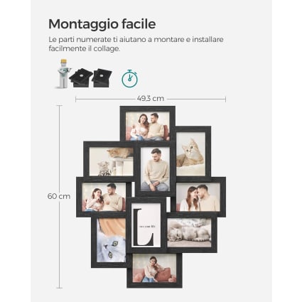 WOLTU Set Di 2 Cornici Per Foto 28x35 Cm – Plastica Nero, Da Parete E Tavolo, Con Passepartout, Verticale/Orizzontale