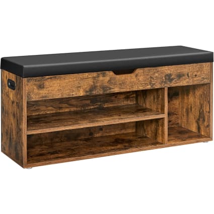 Scarpiera Scarpiera a 3 Livelli, Organizer per Scarpiera in Stile Industriale, Panca per Ingresso con Ripiani Sedile in Legno per Corridoio, Soggiorno, Camera da Letto, Struttura in Acciaio