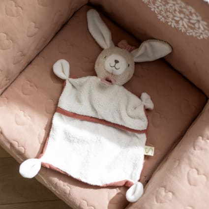 Sauthon - Doudou mouchoir lapin en velours blanc Sauthon - Doudou mouchoir lapin en velours blanc