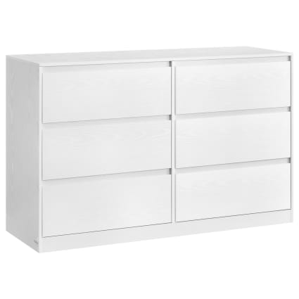 Commode chambre 6 tiroirs 40 x 119,4 x 75 cm style moderne blanc neige Kailyn | Maisons du Monde
